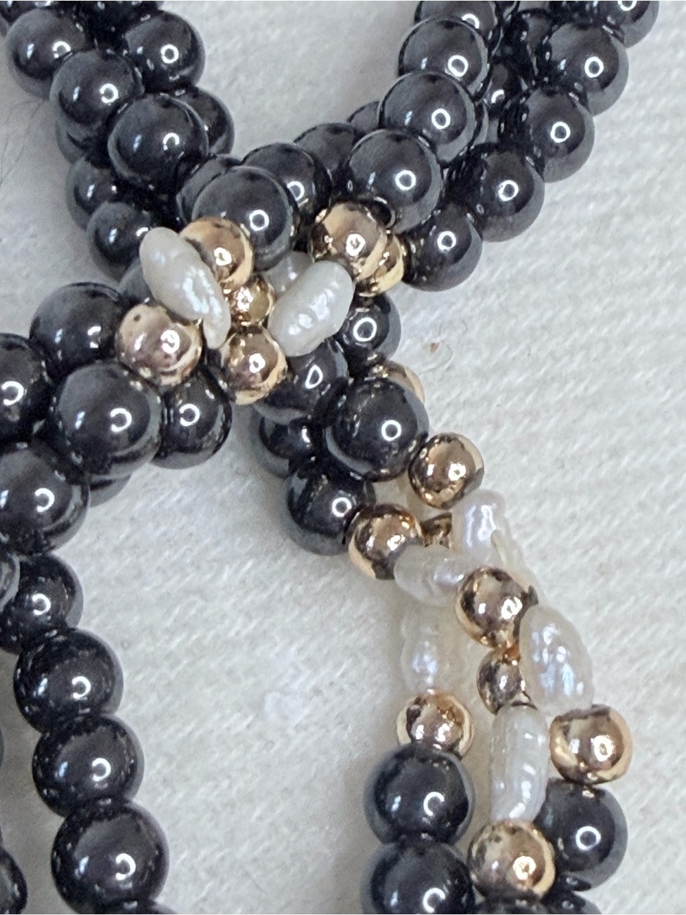 Handcrafted Hematite-Tone Beaded Necklace - Elegant Black-24"